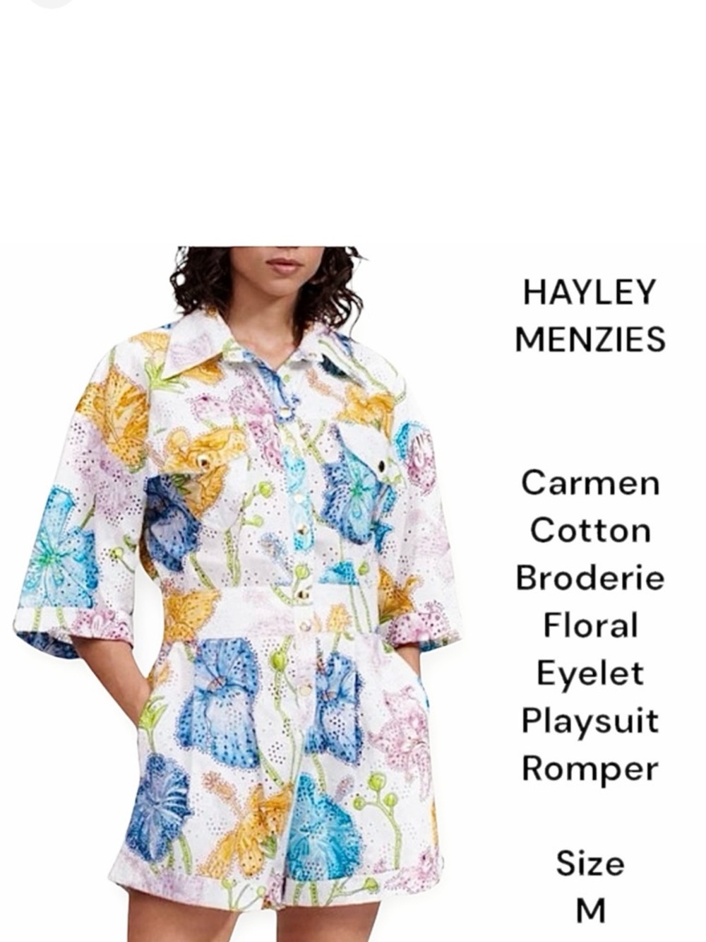 Hayley Menzies London floral eyelet playsuit romper size M